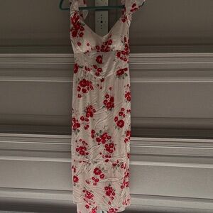 Hollister Red and White Floral Midi Dress